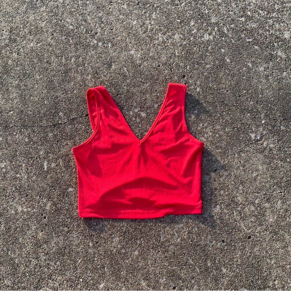 SHEIN Red V-Neck Crop Top
